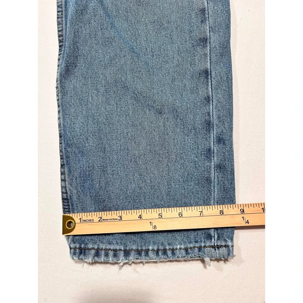 Levis 505 Regular Fit Jeans Mens 38x29 Light Wash Distressed Blue Denim